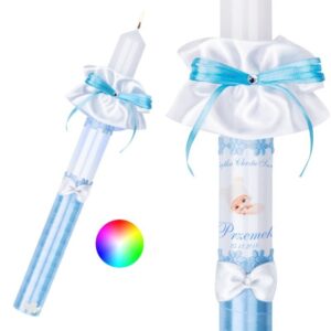 Świeca na chrzest z inteligentnym podświetleniem i nadrukiem G7