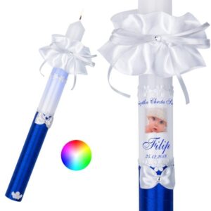 Świeca na Chrzest z inteligentnym podświetleniem i zdjęciem G10