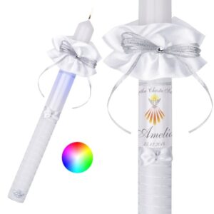 Świeca Premium na Chrzest z diodowym światłem i zdjęciem dziecka G11