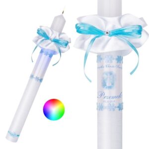 Świeca na Chrzest z diodowym podświetleniem i nadrukiem G15