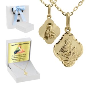 Na Chrzest chłopca: złoty medalik z łańcuszkiem i dedykacją