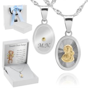 Na Chrzciny i I Komunię: pozłacany medalik 925 z grawerem