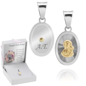 Na Chrzciny i Komunię: medalik 925 Częstochowska z inicjałami