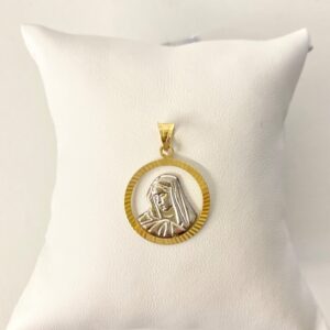 Złoty medalik 585 białe i żółte złoto z cechą urzędu probierczego