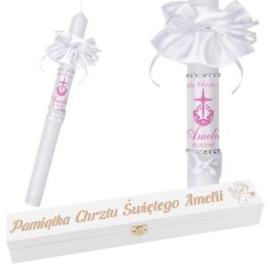 Chrzest lub Komunia: świeca G14 ze zdjęciem i grawerem