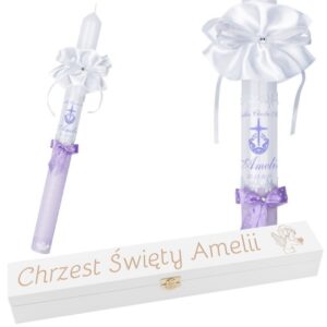 Świeca G16 na Chrzest/Komunię ze zdjęciem i grawerem na wieku