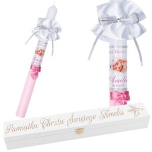Świeca G17 do Chrztu lub Komunii ze zdjęciem i grawerem