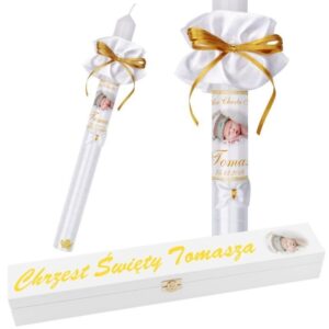 Świeca G3 na Chrzest i Komunię ze zdjęciem i skrzynką UV Nadruk