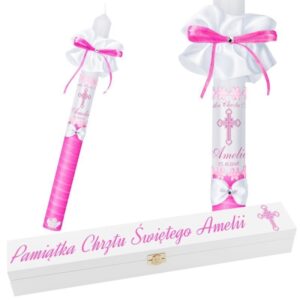 Świeca G6 na Chrzest i Komunię ze zdjęciem i personalizacją, skrzynka UV