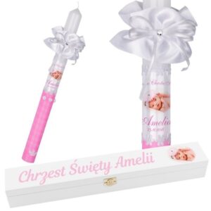 Świeca G18 na Chrzest lub Komunię ze zdjęciem w skrzynce UV