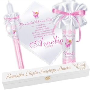 Chrzest/Komunia: świeca i szatka ze zdjęciem, grawer laserowy