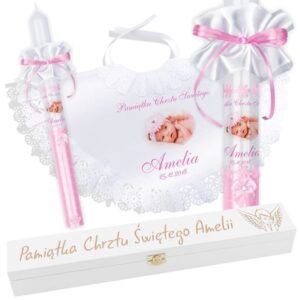 Na Chrzest: pelerynka i świeca ze zdjęciem, grawer laserowy