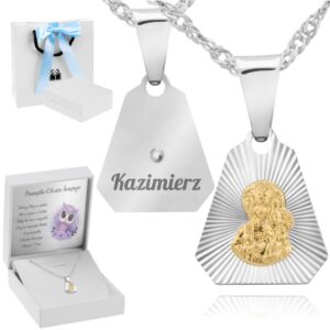 Na Chrzest lub Komunię: medalik 925 Częstochowska z grawerunkiem