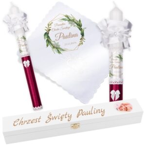 Chrzest/Komunia: świeca i szatka G22 ze zdjęciem, nadruk UV