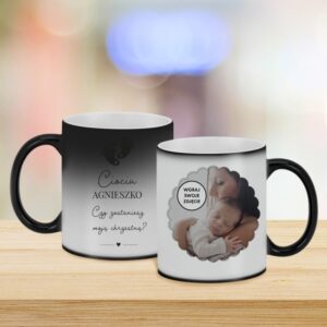 Chrzest – Błyszczący magiczny kubek z pytaniem, personalizowany
