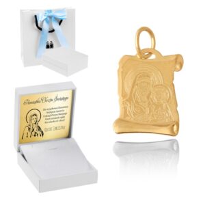 Chrzest: złoty medalik Matka Boska 585 z własną dedykacją