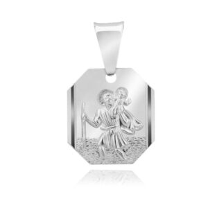 Medalik Święty Krzysztof 925 prostokątny na Chrzest i Komunię
