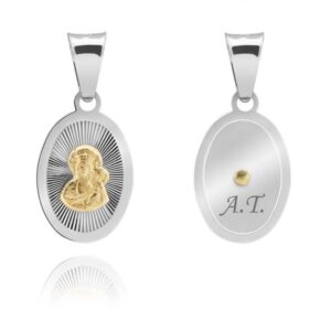 Pozłacany medalik Matka Boska Częstochowska 925 z grawerem