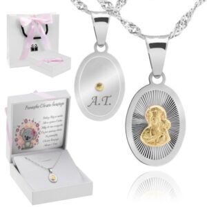 Chrzciny i Komunia: pozłacany medalik Częstochowska z grawerem