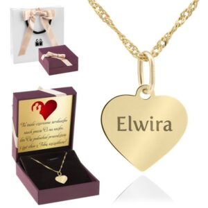 Na dzień mamy: złoty wisiorek serce 585 z grawerem i łańcuszkiem