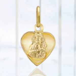 Na Chrzest: złoty medalik serce 585 Matka Boska z grawerem
