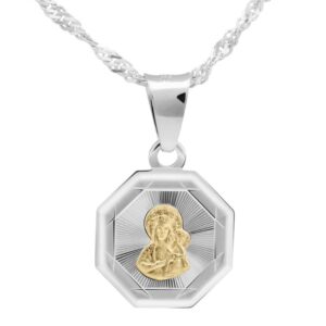 Medalik Matka Boska Częstochowska pozłacany z grawerem pr. 925