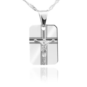 Chrzest: srebrny medalik z Chrystusem 925 z grawerem laserowym