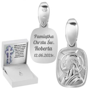 Chrzest lub Komunia: srebrny medalik z Jezusem 925 grawer