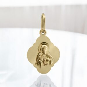 Chrzest: złoty medalik szkaplerzny 585 Jezus i Matka Boska