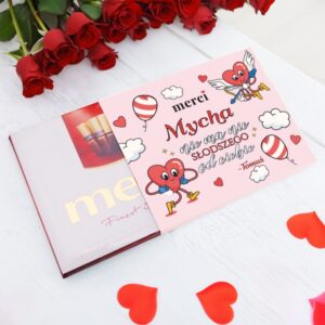 Walentynkowe czekoladki Merci z imieniem – personalizowany prezent 250 g