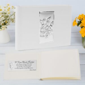 Album na Chrzest ecru z Aniołkami srebro 925 i dedykacją