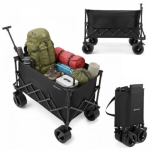 Wózek Transportowy Plażowy Turystyczny Składany Przyczepka ogrodowa HyperMotion XL 200 litrów - czarny