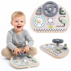 Drewniana mini tablica manipulacyjna Montessori dla dzieci - deska rozdzielcza