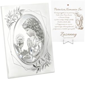 Pamiątka Pierwszej Komunii - obrazek dla dziewczynki z grawerem
