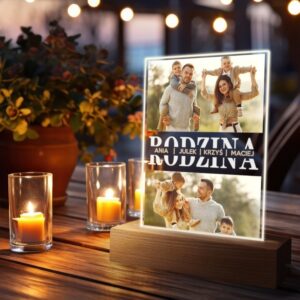 Rodzinna ramka LED z akrylu z personalizacją i dedykacją