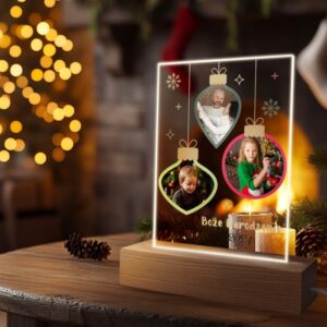 Świąteczna ramka LED z personalizacją zdjęcia i dedykacji