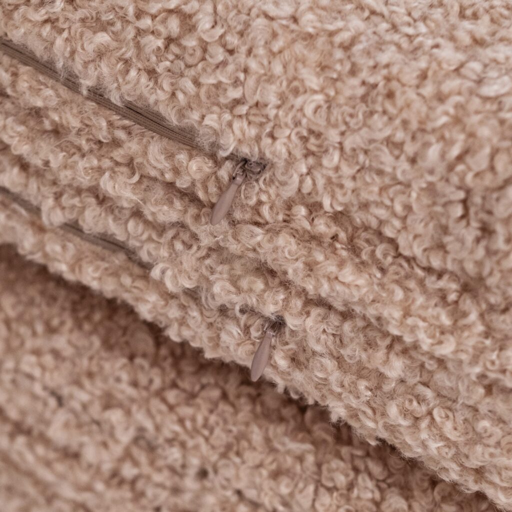 MISIOO Mata kwiatek, 115x115x5cm, beżowy, boucle, fluffy flower