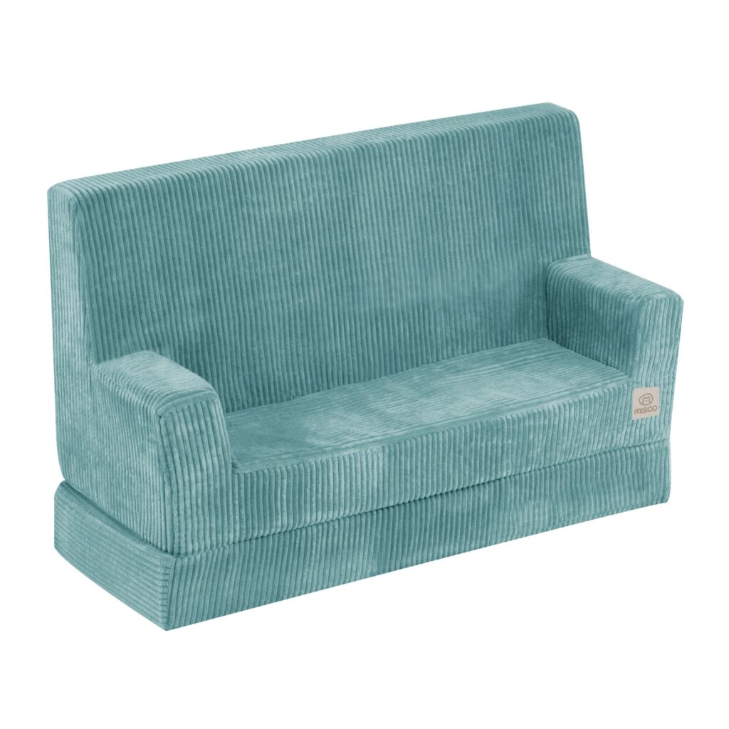 MISIOO Sofa z podłokietnikami Foldie, niebieski sztruks premium