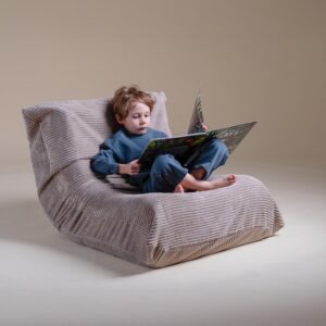 MISIOO Ergonomiczny fotel wypoczynkowy dla dzieci MOONI, zielony, sztruks premium