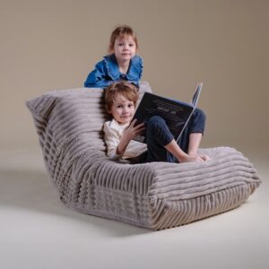 MISIOO Ergonomiczny fotel wypoczynkowy dla dzieci MOONI, beżowy, Puffy Lamell