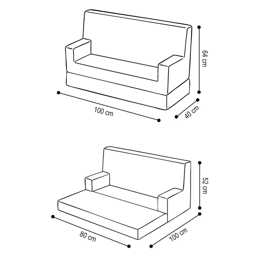 MISIOO Sofa z podłokietnikami Foldie, szary, velvet