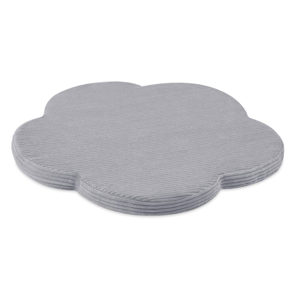MISIOO Mata piankowa kwiatek dla dzieci KIDS, 80x 6 cm, Floral Fun Zone, szary, sztruks premium