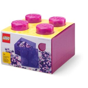 LEGO 40090801 Classic Pojemnik klocek LEGO Brick 4 z pokrywką – Jasnoróżowy