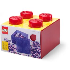 LEGO 40090804 Classic Pojemnik klocek LEGO Brick 4 z pokrywką – Przezroczysty czerwony
